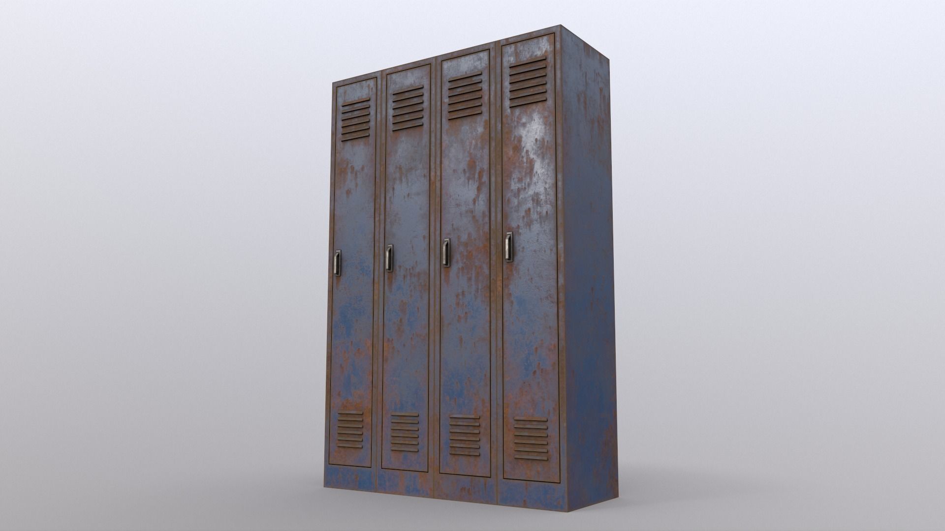 PBR School Gym Locker 02 - Blue Dark Low-poly 3D model_13