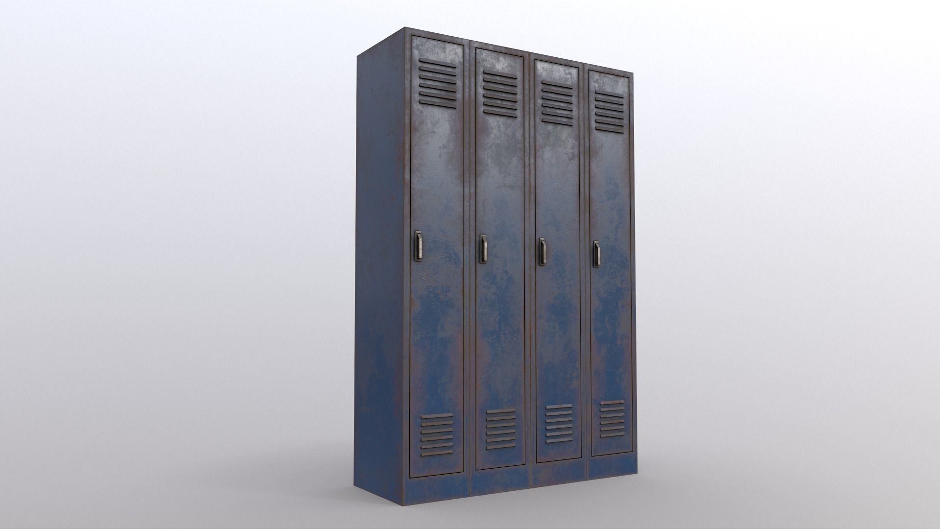 PBR School Gym Locker 02 - Blue Dark Low-poly 3D model_9