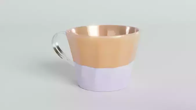 Iridescent peach luster porcelain cup