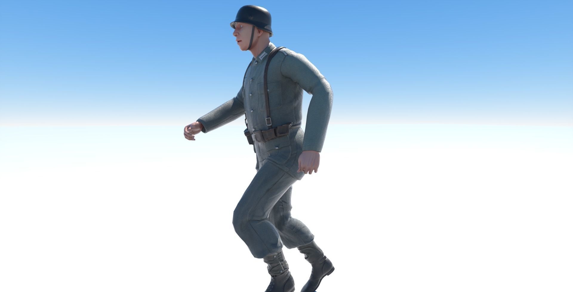 German Soldier WWII Low-poly 3D model_2