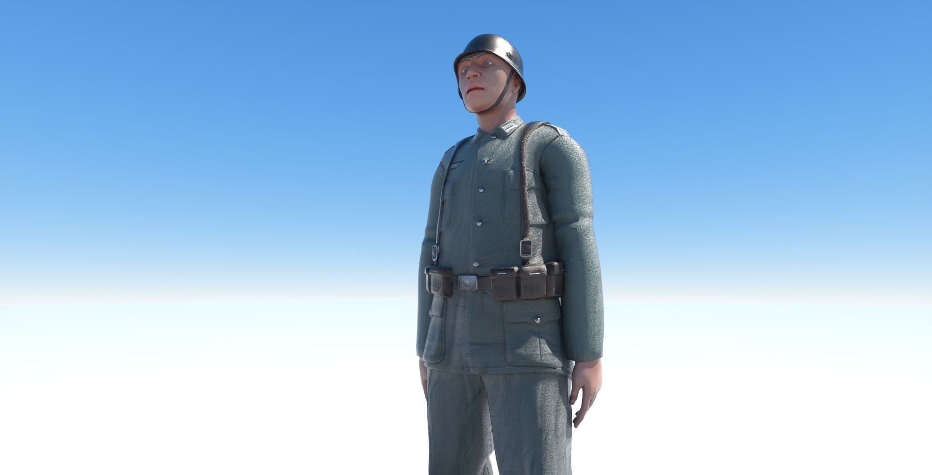 German Soldier WWII Low-poly 3D model_1