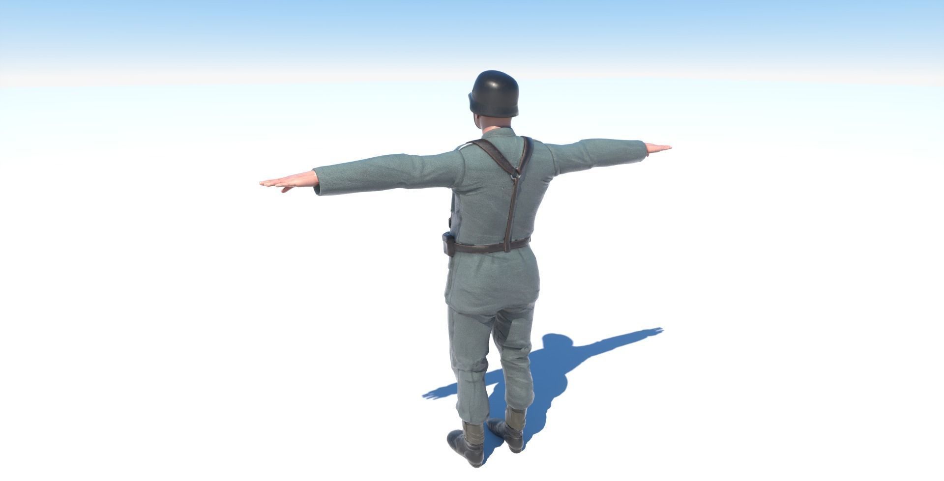 German Soldier WWII Low-poly 3D model_3