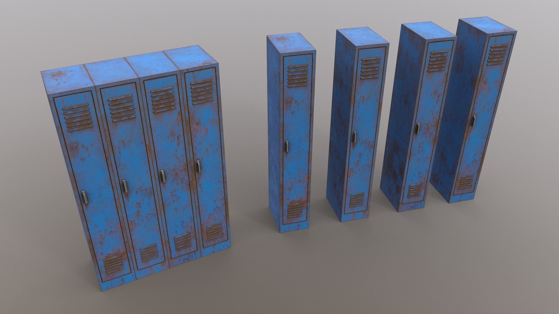 PBR School Gym Locker 02 - Blue Light Low-poly 3D model_16