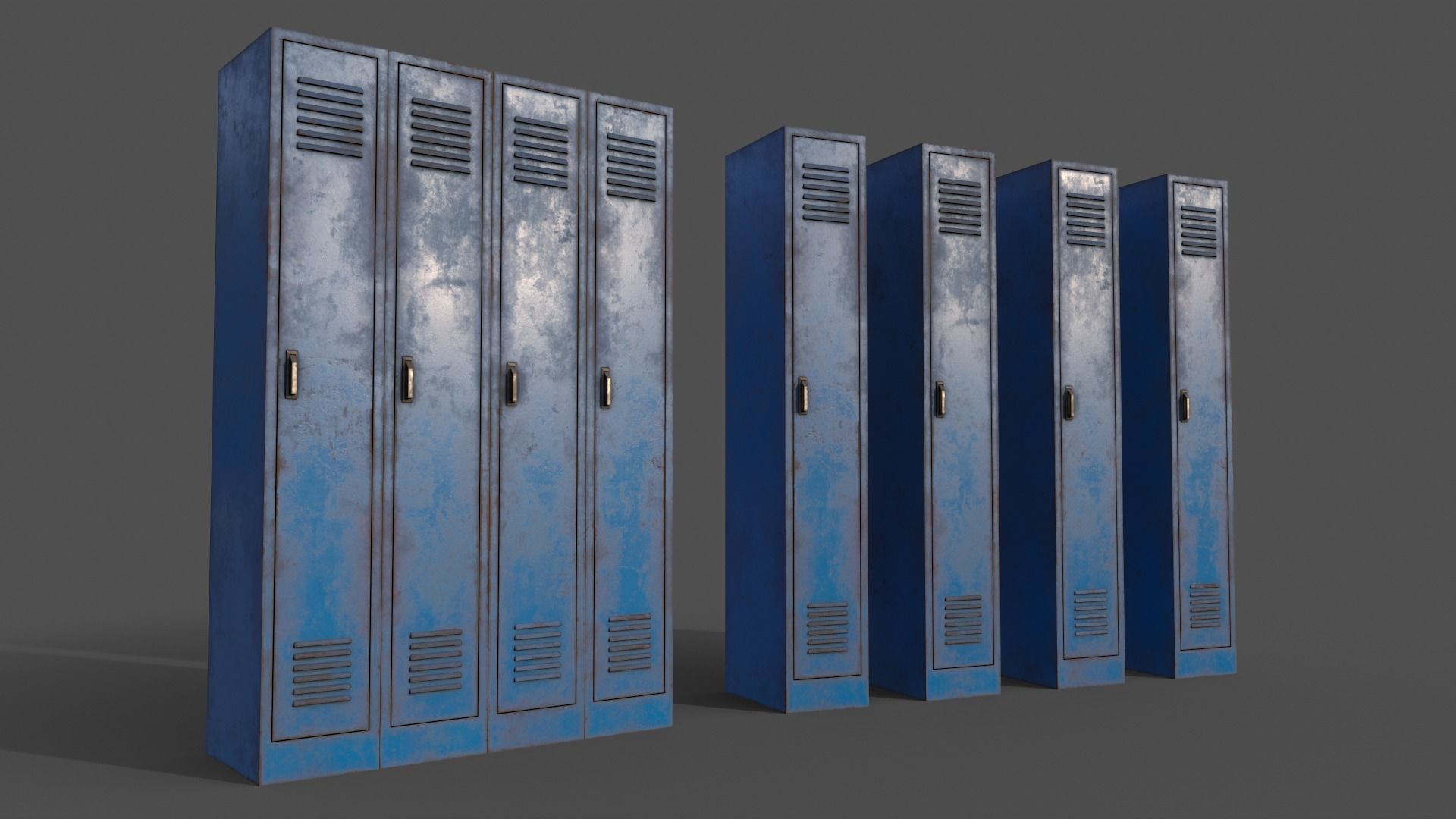 PBR School Gym Locker 02 - Blue Light Low-poly 3D model_3