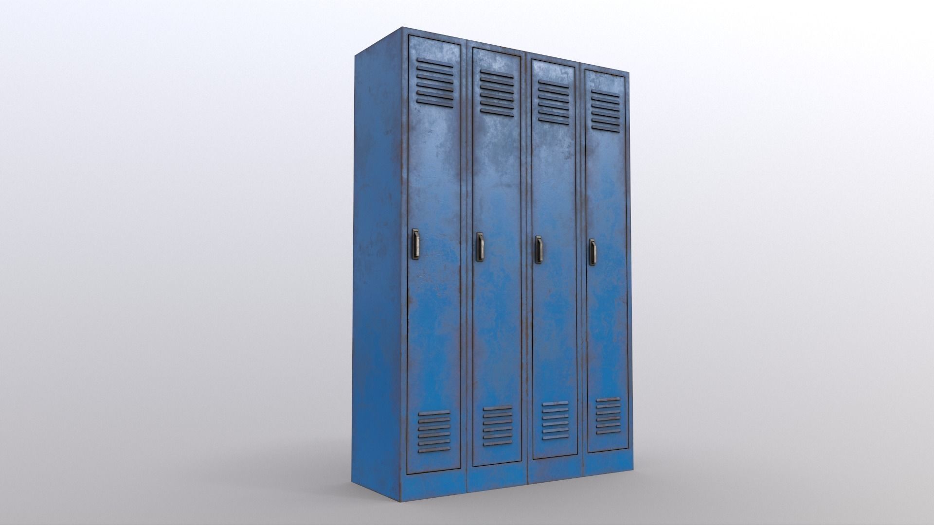 PBR School Gym Locker 02 - Blue Light Low-poly 3D model_9