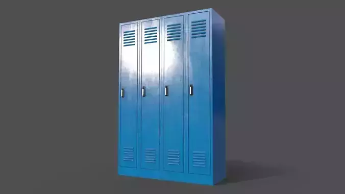 PBR School Gym Locker 02 - Blue Light Low-poly 3D model