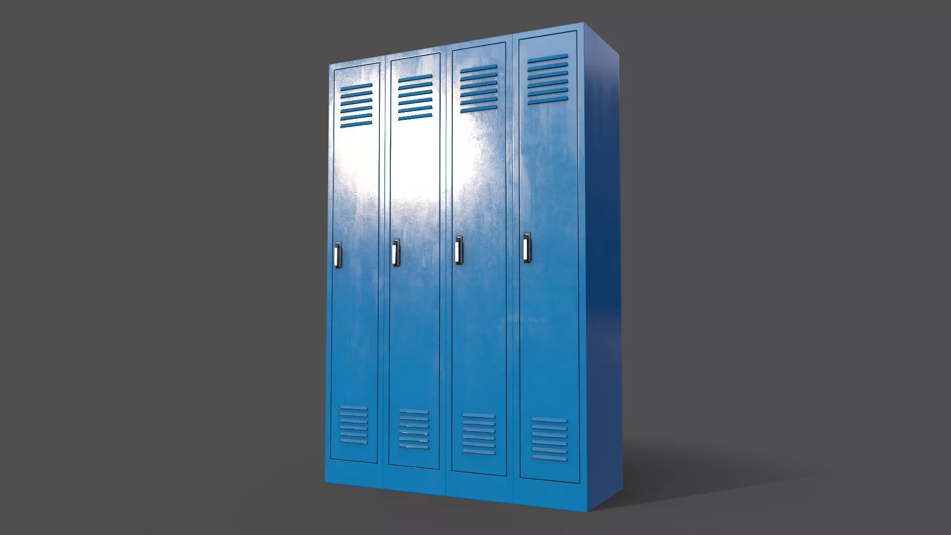 PBR School Gym Locker 02 - Blue Light Low-poly 3D model_0