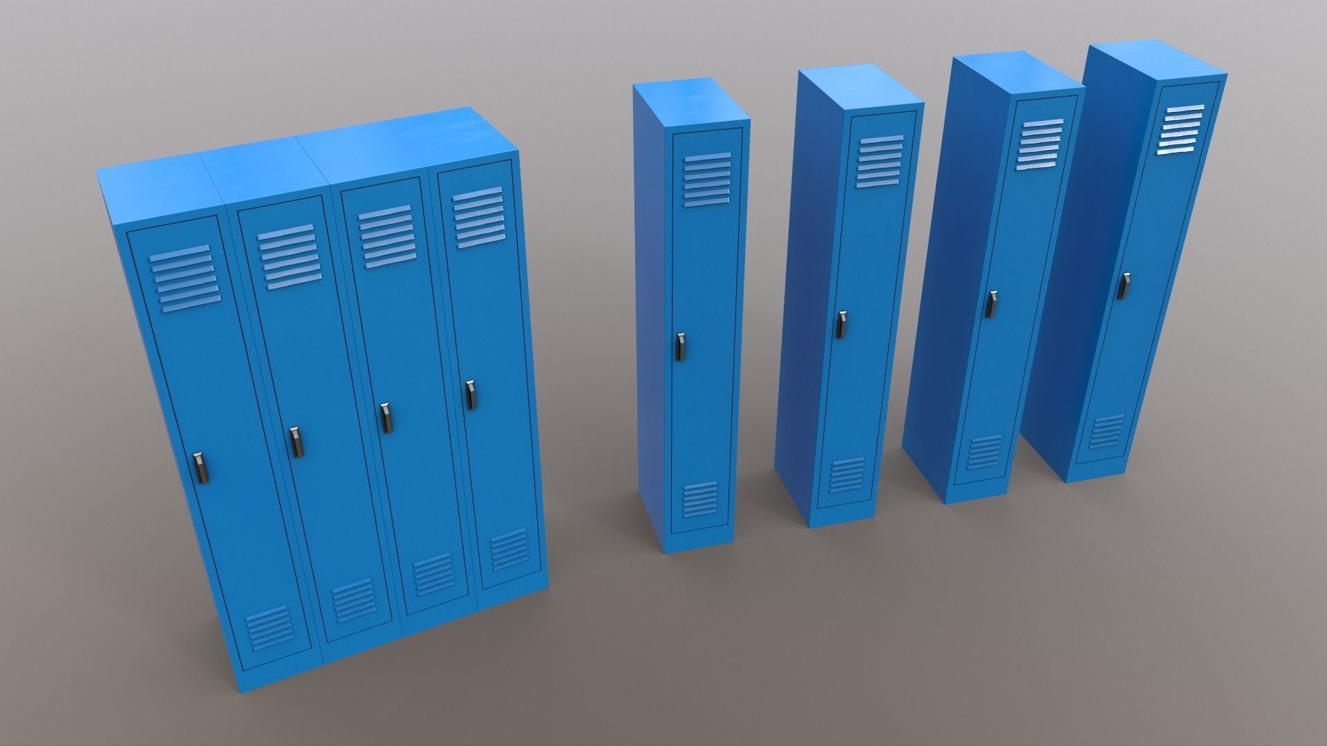 PBR School Gym Locker 02 - Blue Light Low-poly 3D model_14
