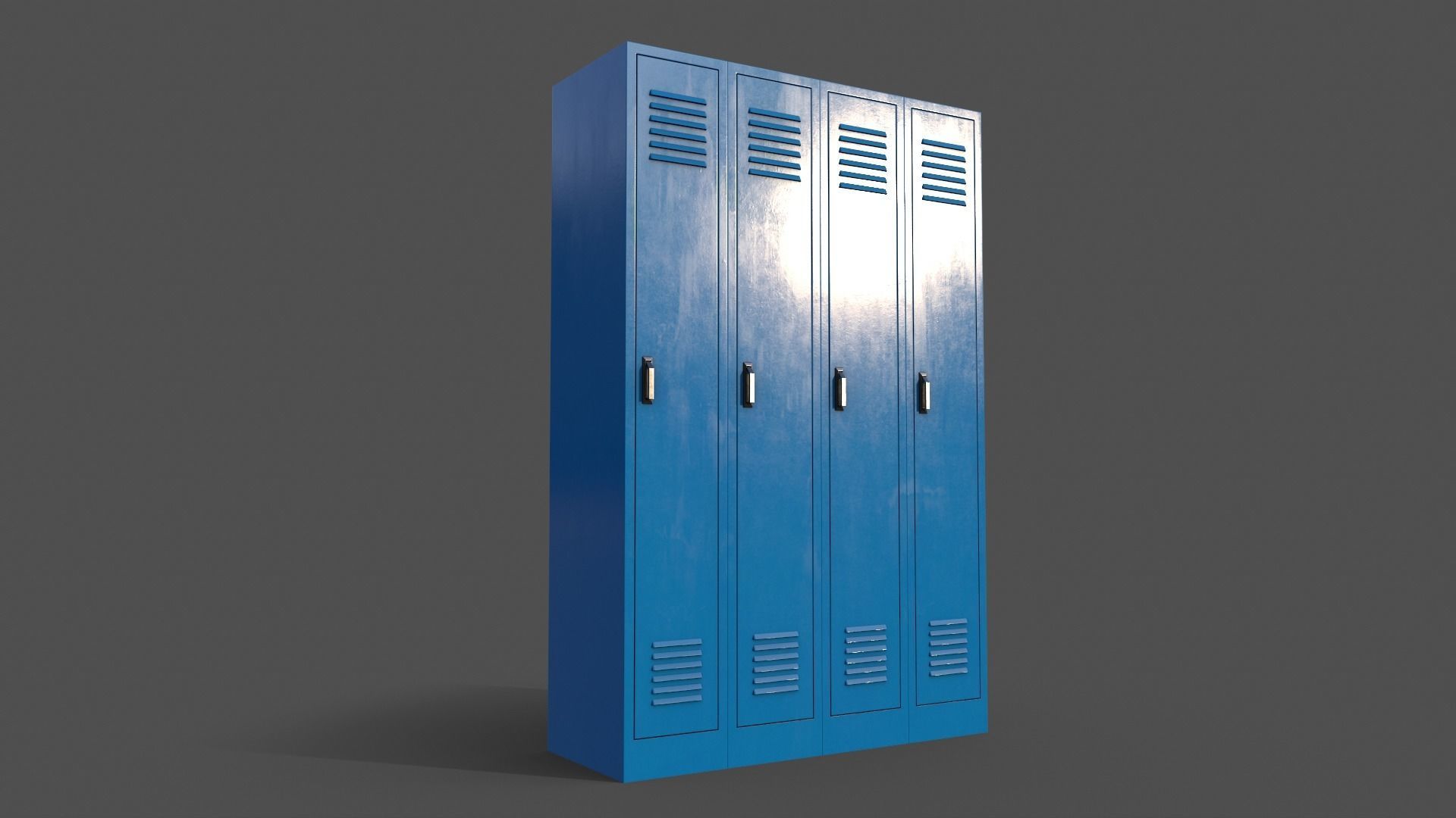 PBR School Gym Locker 02 - Blue Light Low-poly 3D model_5