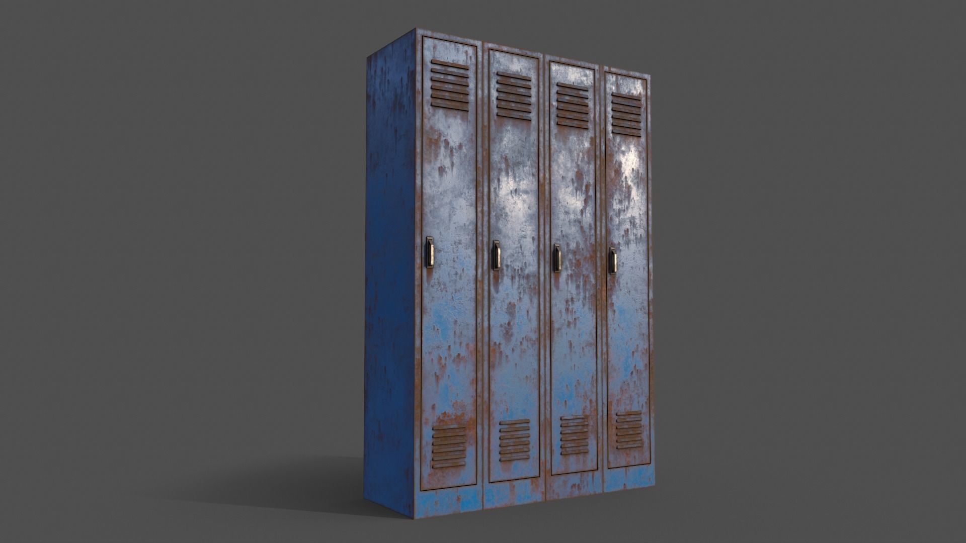 PBR School Gym Locker 02 - Blue Light Low-poly 3D model_7