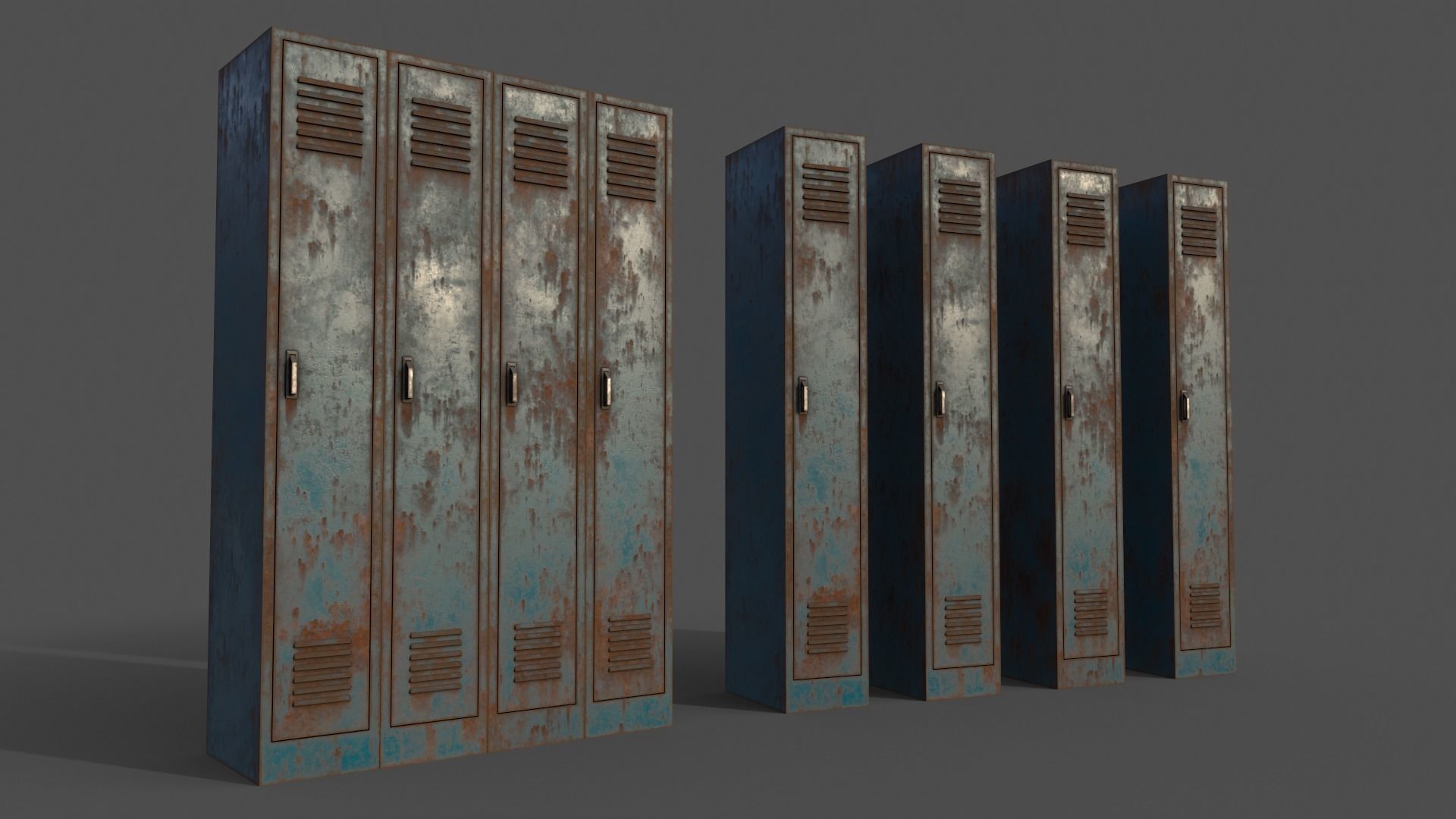PBR School Gym Locker 02 - Blue Sea Low-poly 3D model_4