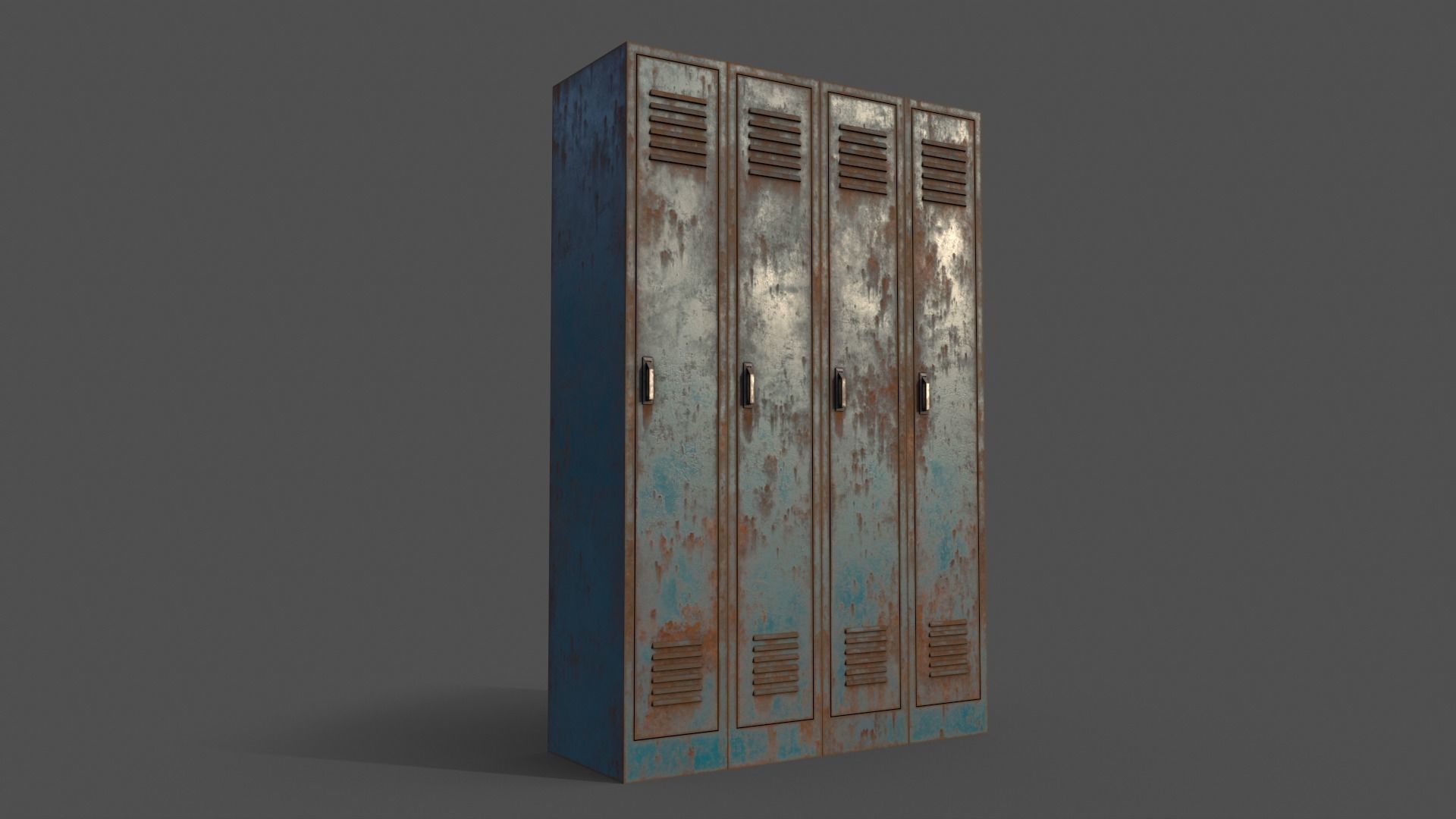 PBR School Gym Locker 02 - Blue Sea Low-poly 3D model_7