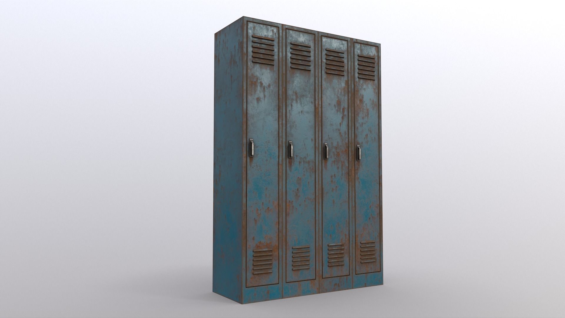 PBR School Gym Locker 02 - Blue Sea Low-poly 3D model_10