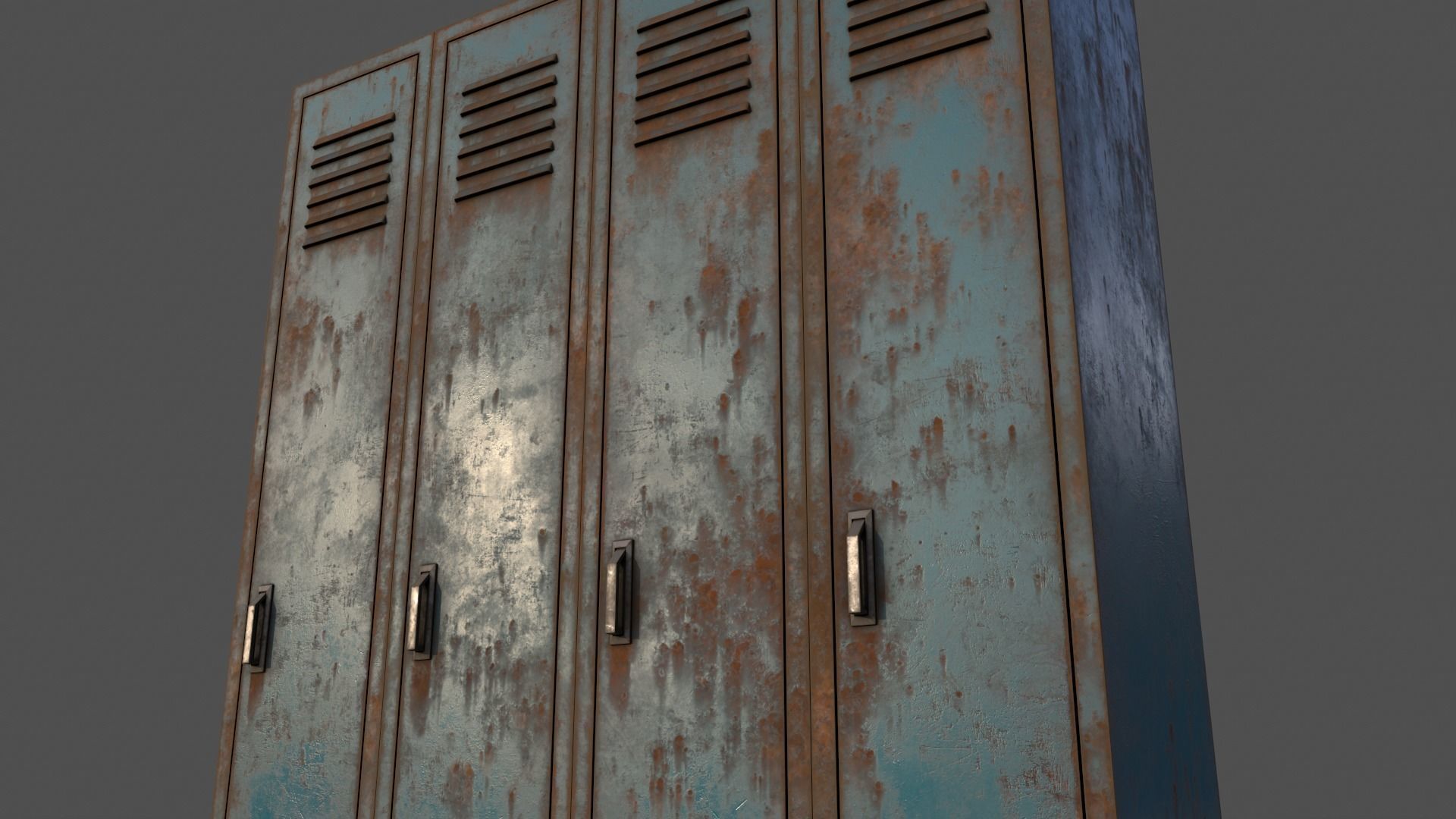 PBR School Gym Locker 02 - Blue Sea Low-poly 3D model_23