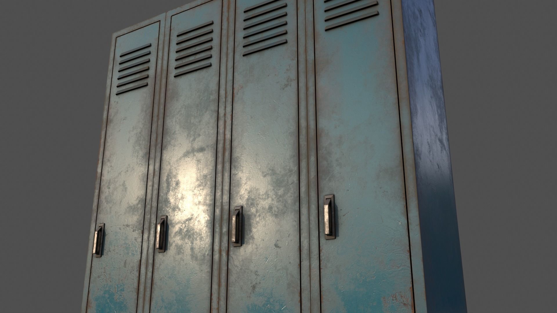 PBR School Gym Locker 02 - Blue Sea Low-poly 3D model_22