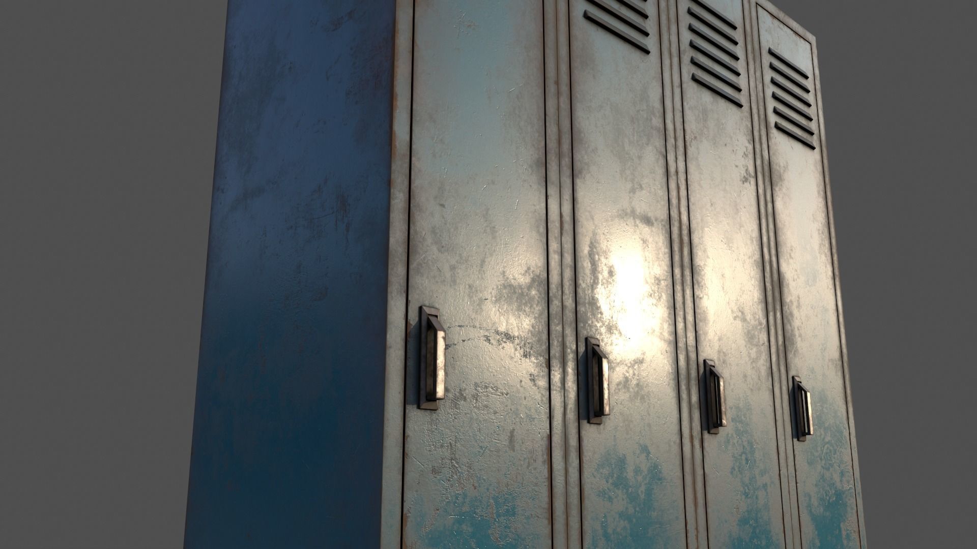 PBR School Gym Locker 02 - Blue Sea Low-poly 3D model_19
