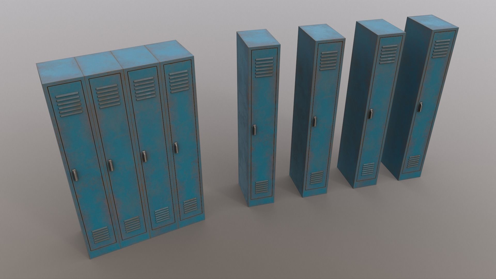 PBR School Gym Locker 02 - Blue Sea Low-poly 3D model_15