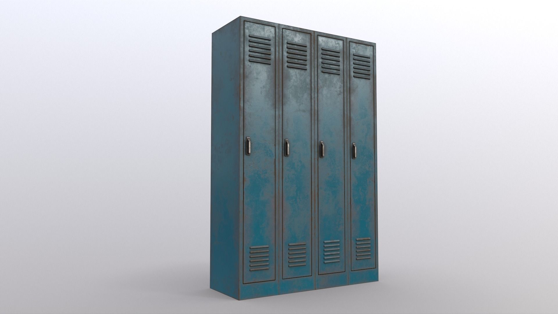 PBR School Gym Locker 02 - Blue Sea Low-poly 3D model_9