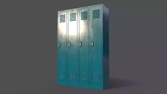 PBR School Gym Locker 02 - Blue Sea Low-poly 3D model