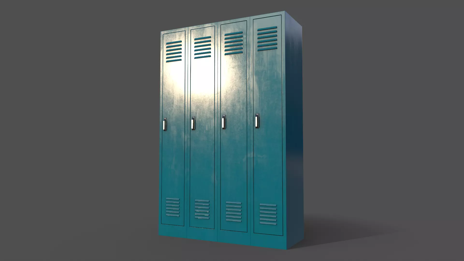 PBR School Gym Locker 02 - Blue Sea Low-poly 3D model_0