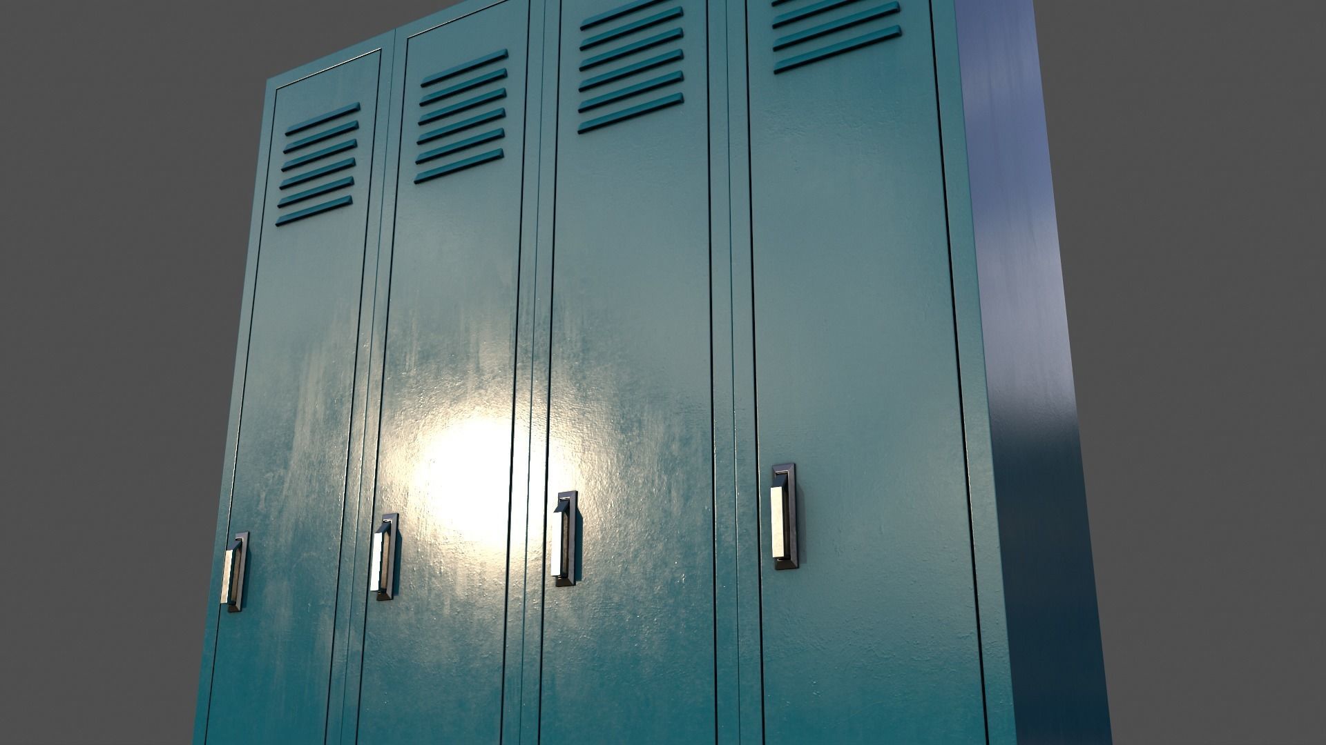 PBR School Gym Locker 02 - Blue Sea Low-poly 3D model_21