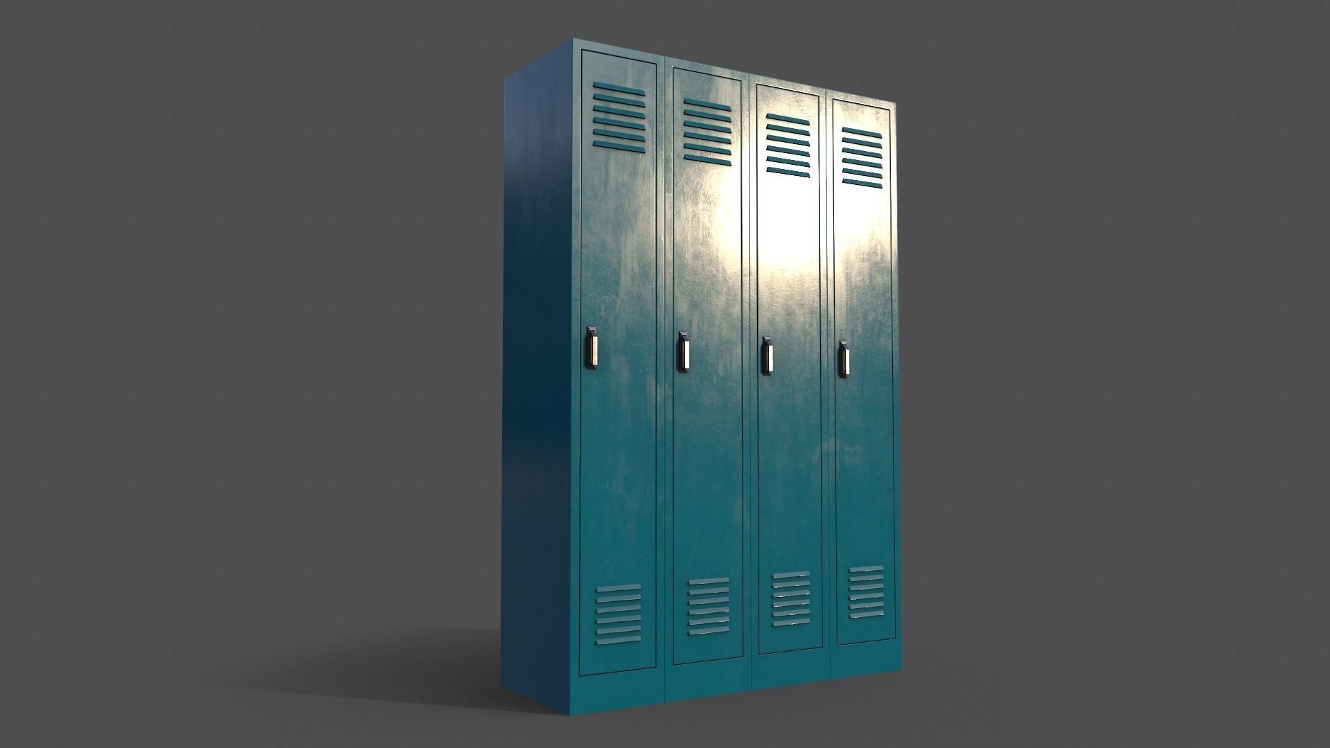 PBR School Gym Locker 02 - Blue Sea Low-poly 3D model_5