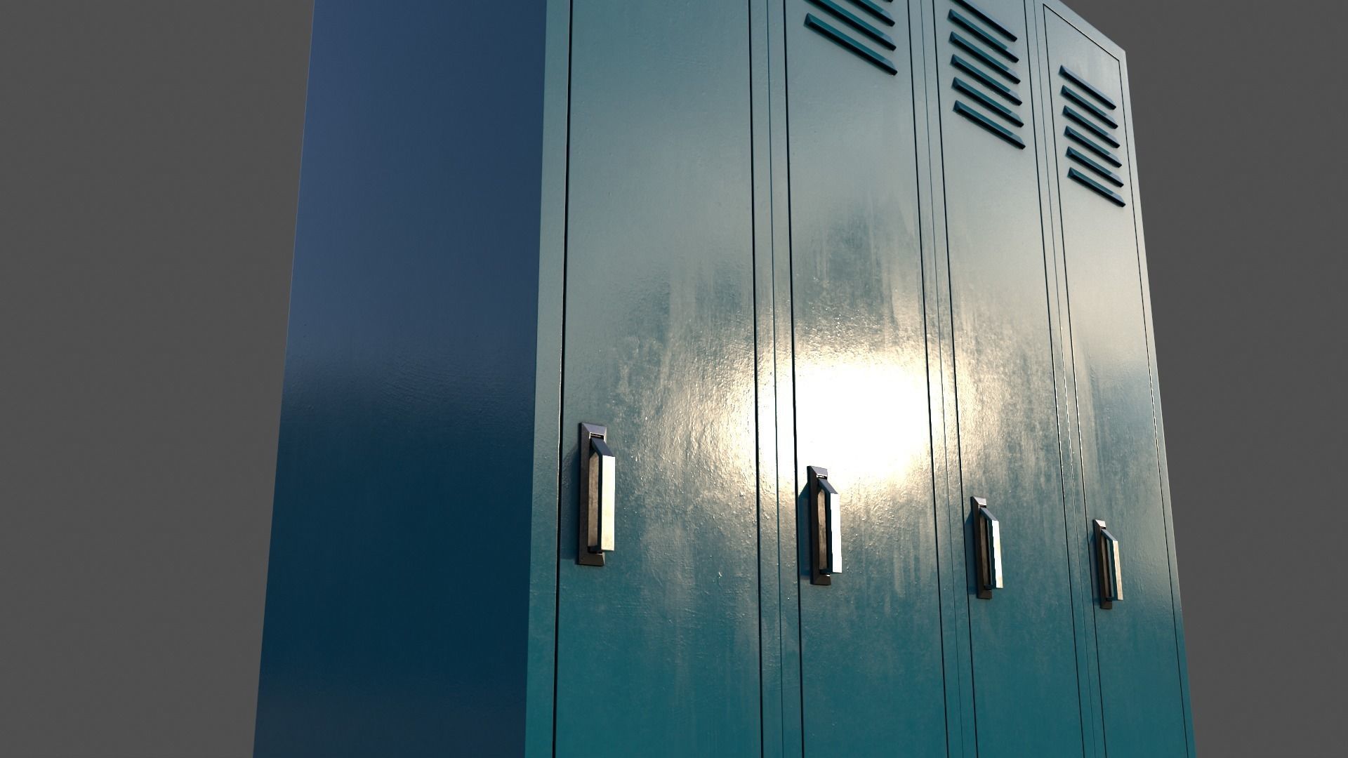 PBR School Gym Locker 02 - Blue Sea Low-poly 3D model_18
