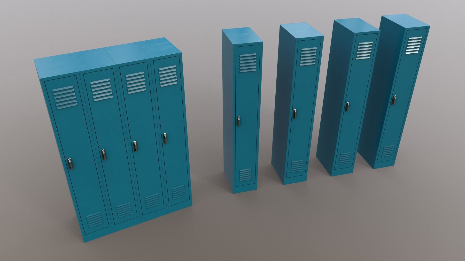 PBR School Gym Locker 02 - Blue Sea Low-poly 3D model_14