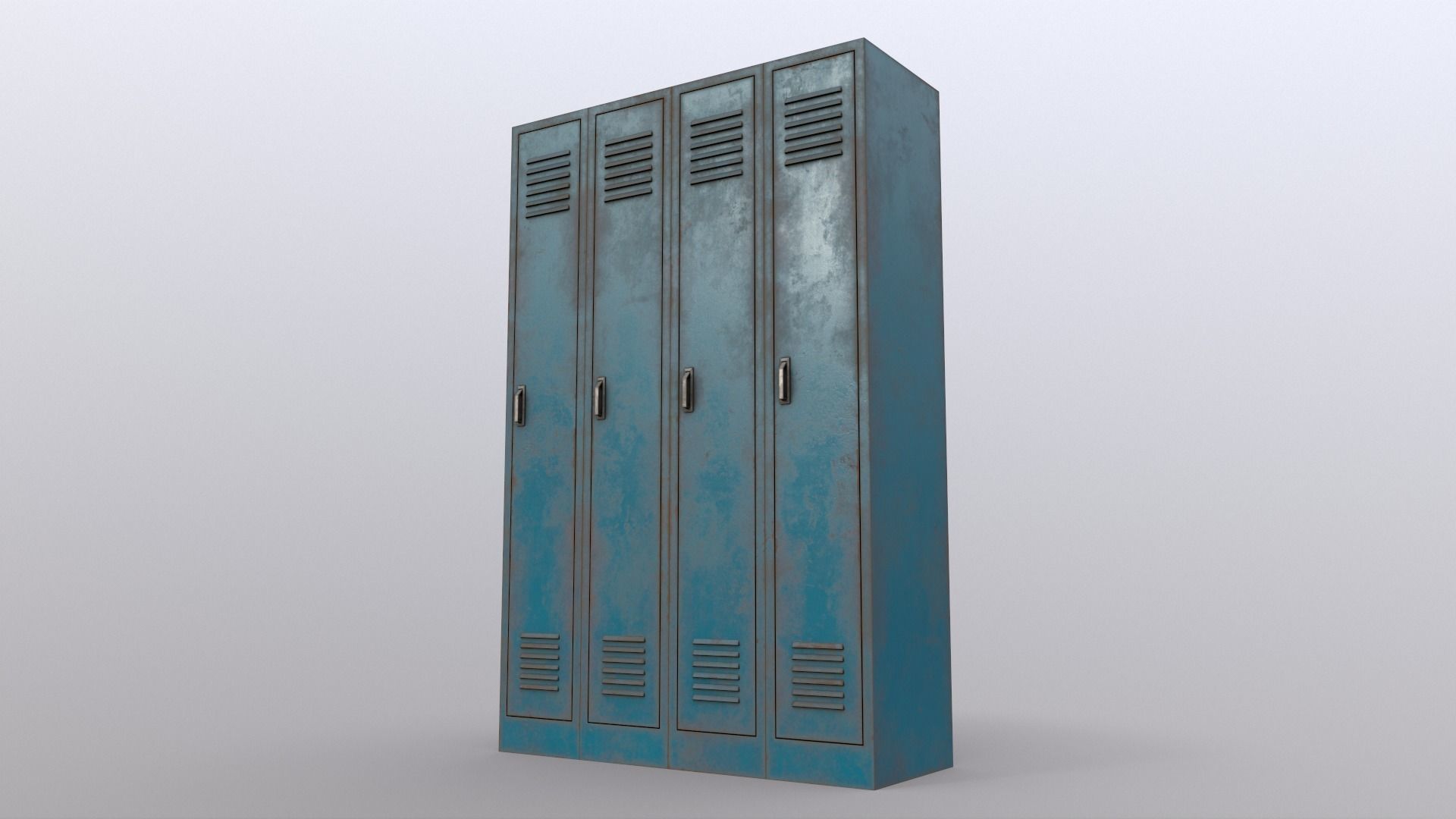 PBR School Gym Locker 02 - Blue Sea Low-poly 3D model_12