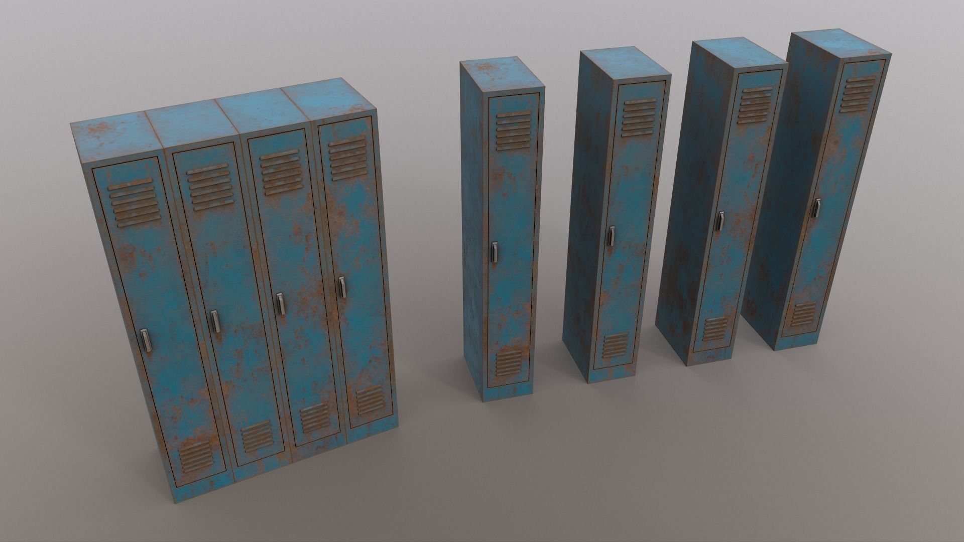 PBR School Gym Locker 02 - Blue Sea Low-poly 3D model_16