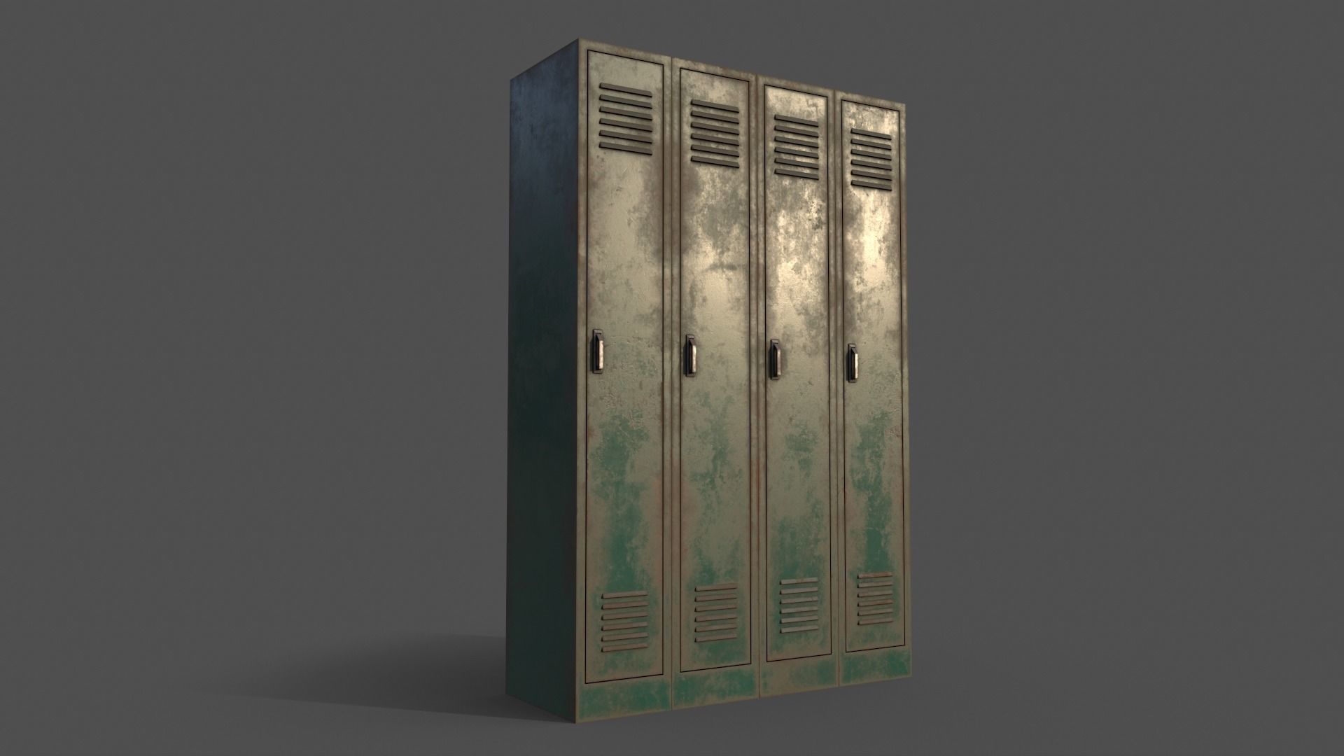 PBR School Gym Locker 02 - Green Dark Low-poly 3D model_6