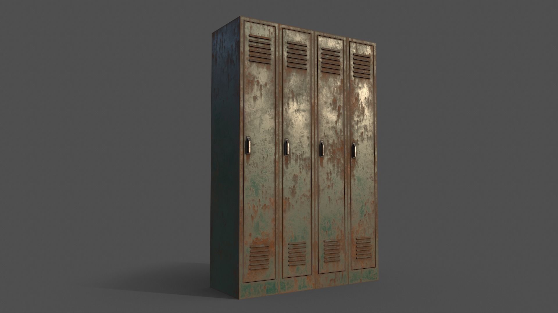 PBR School Gym Locker 02 - Green Dark Low-poly 3D model_7