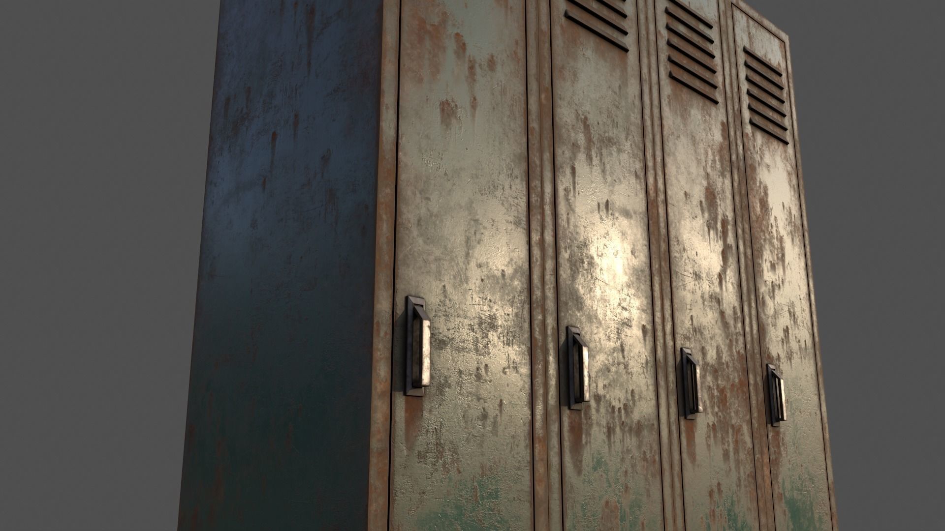 PBR School Gym Locker 02 - Green Dark Low-poly 3D model_20