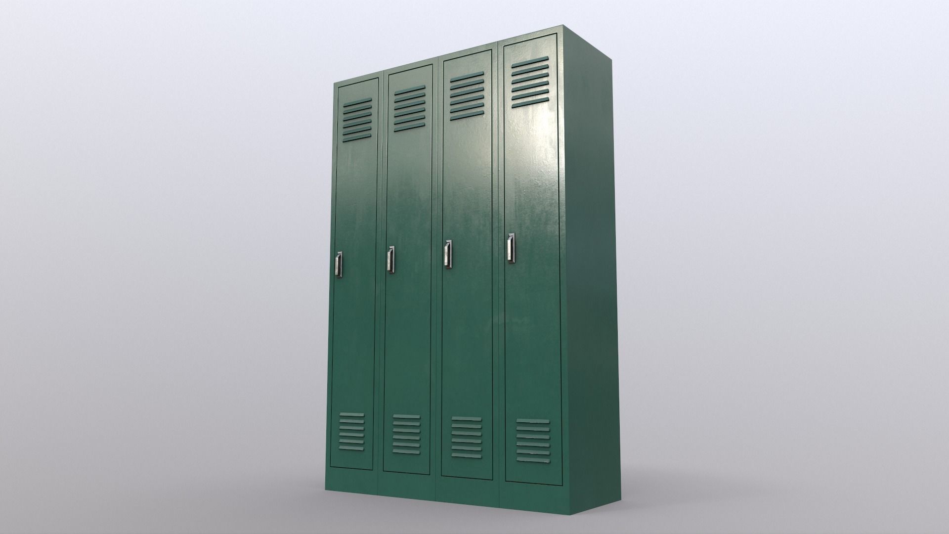 PBR School Gym Locker 02 - Green Dark Low-poly 3D model_11