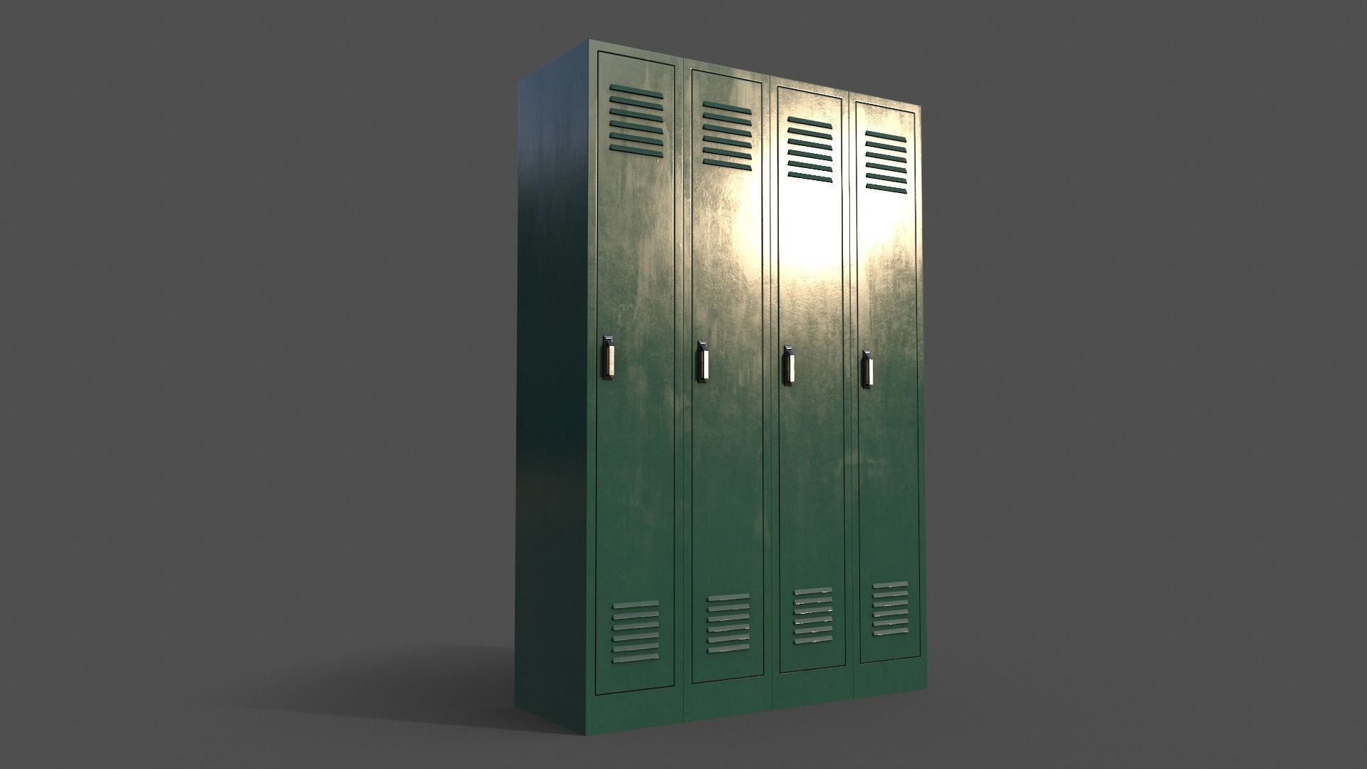 PBR School Gym Locker 02 - Green Dark Low-poly 3D model_5