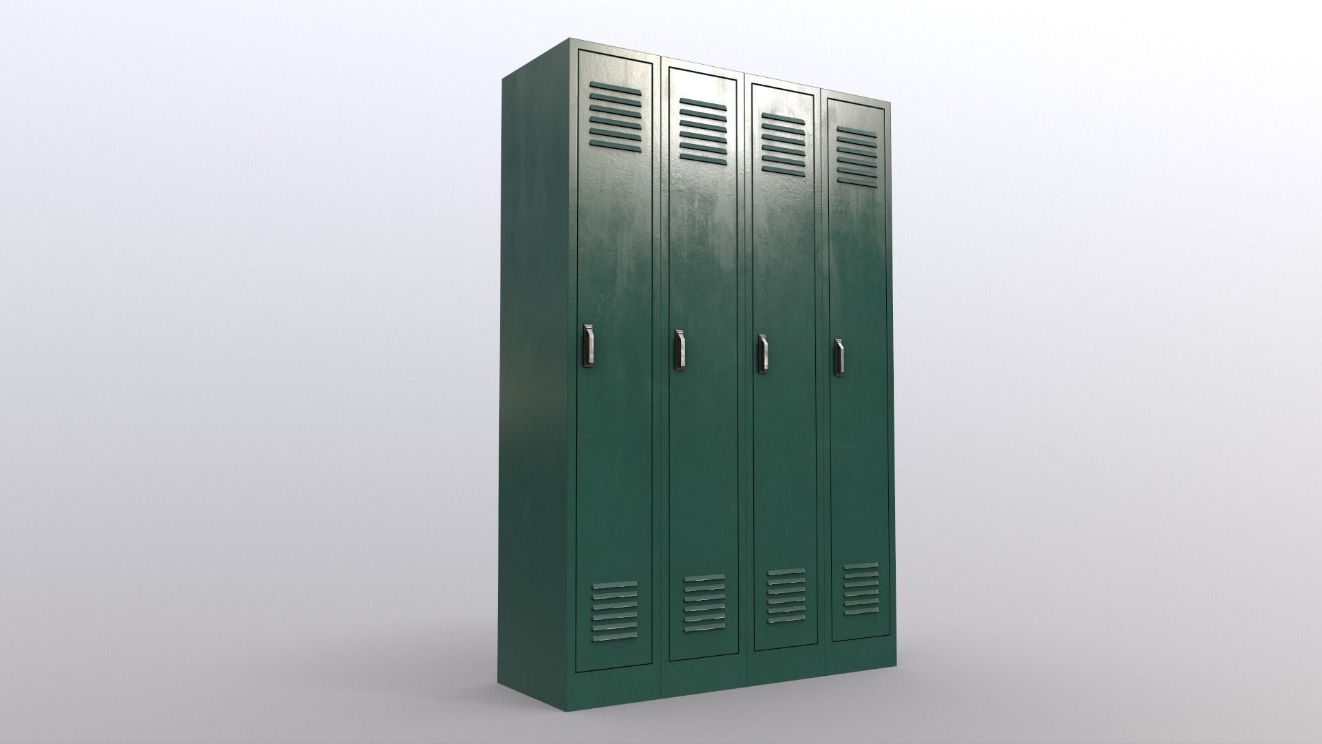 PBR School Gym Locker 02 - Green Dark Low-poly 3D model_8