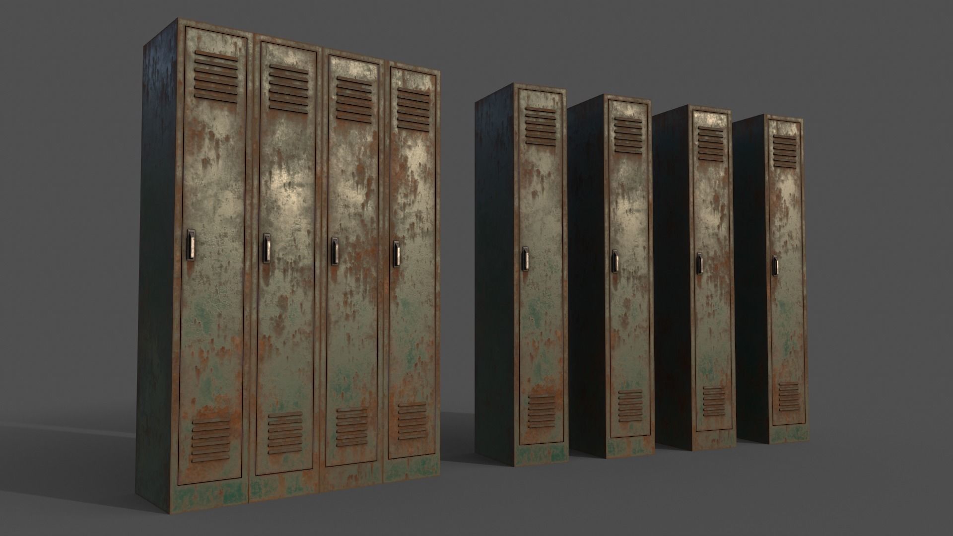 PBR School Gym Locker 02 - Green Dark Low-poly 3D model_4
