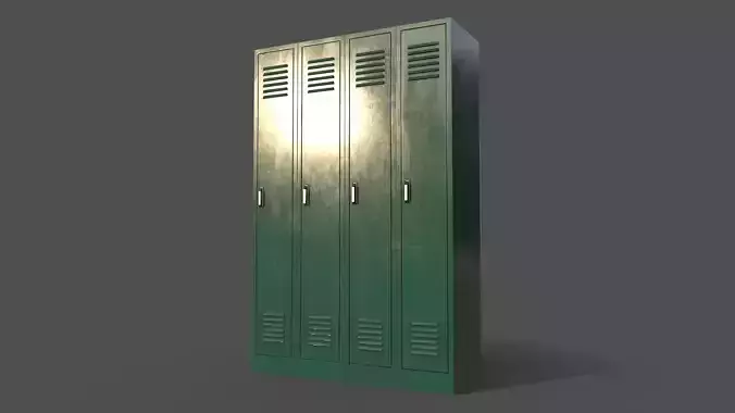 PBR School Gym Locker 02 - Green Dark Low-poly 3D model