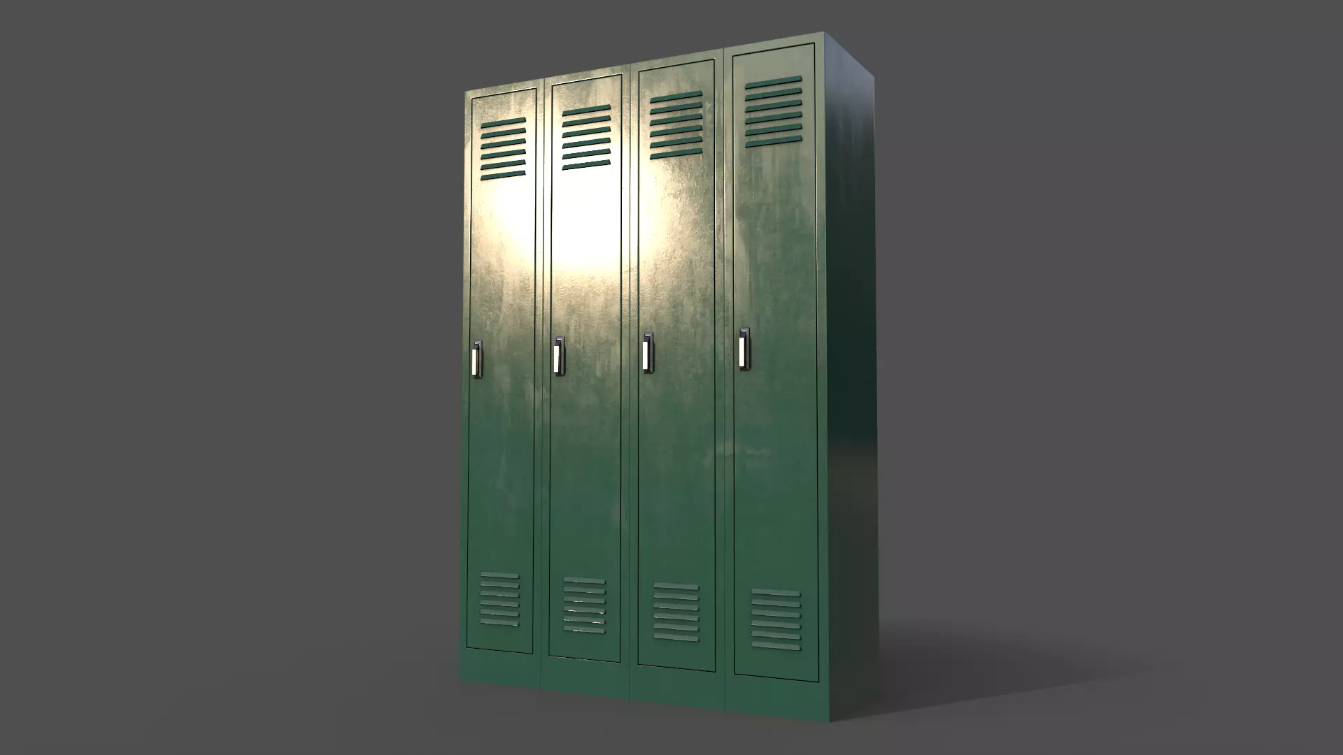 PBR School Gym Locker 02 - Green Dark Low-poly 3D model_0
