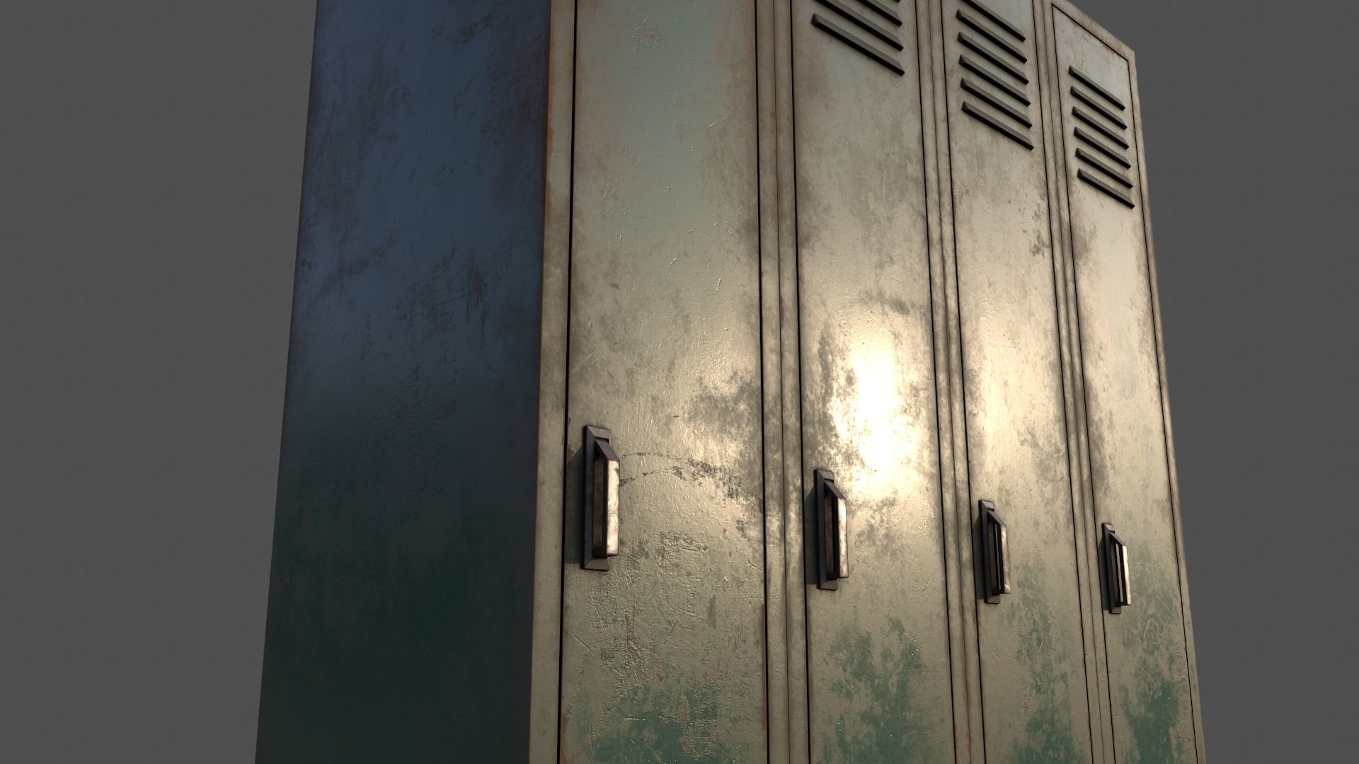 PBR School Gym Locker 02 - Green Dark Low-poly 3D model_19