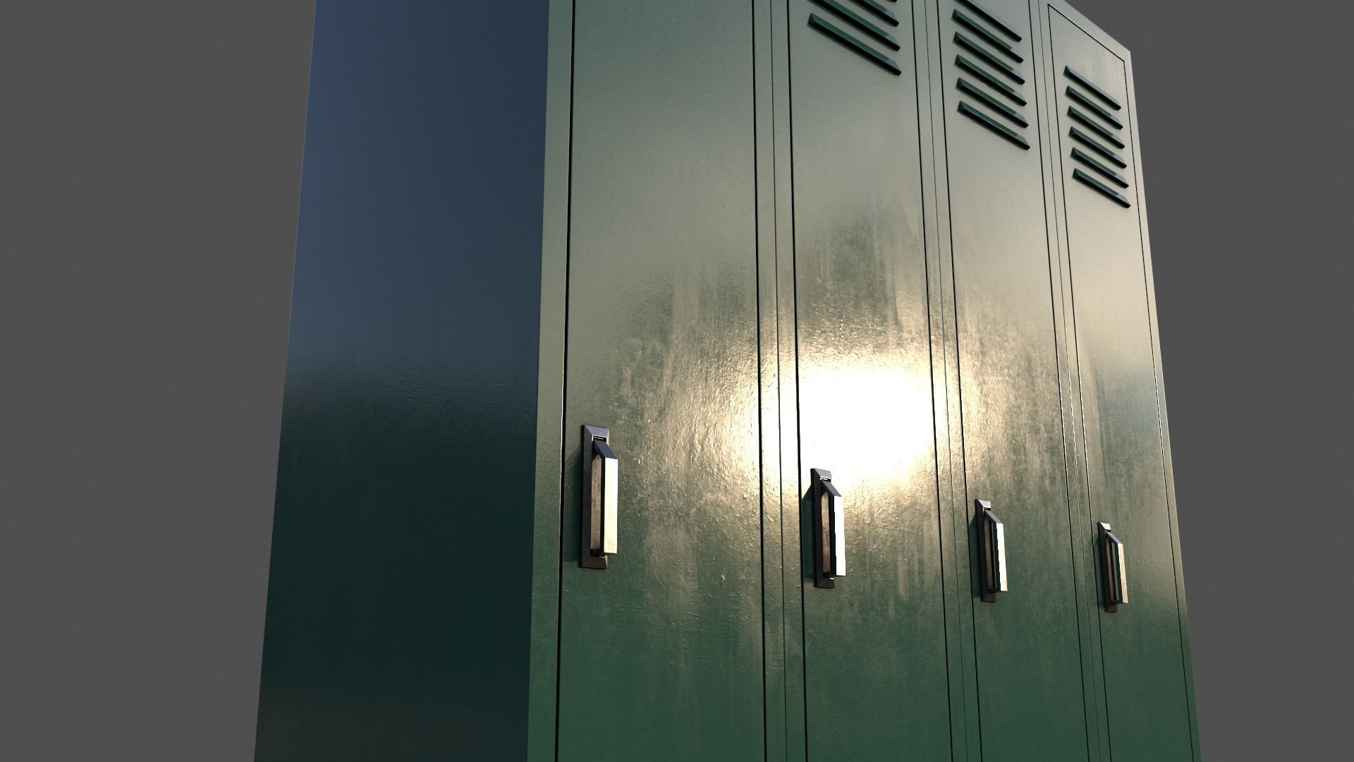 PBR School Gym Locker 02 - Green Dark Low-poly 3D model_18