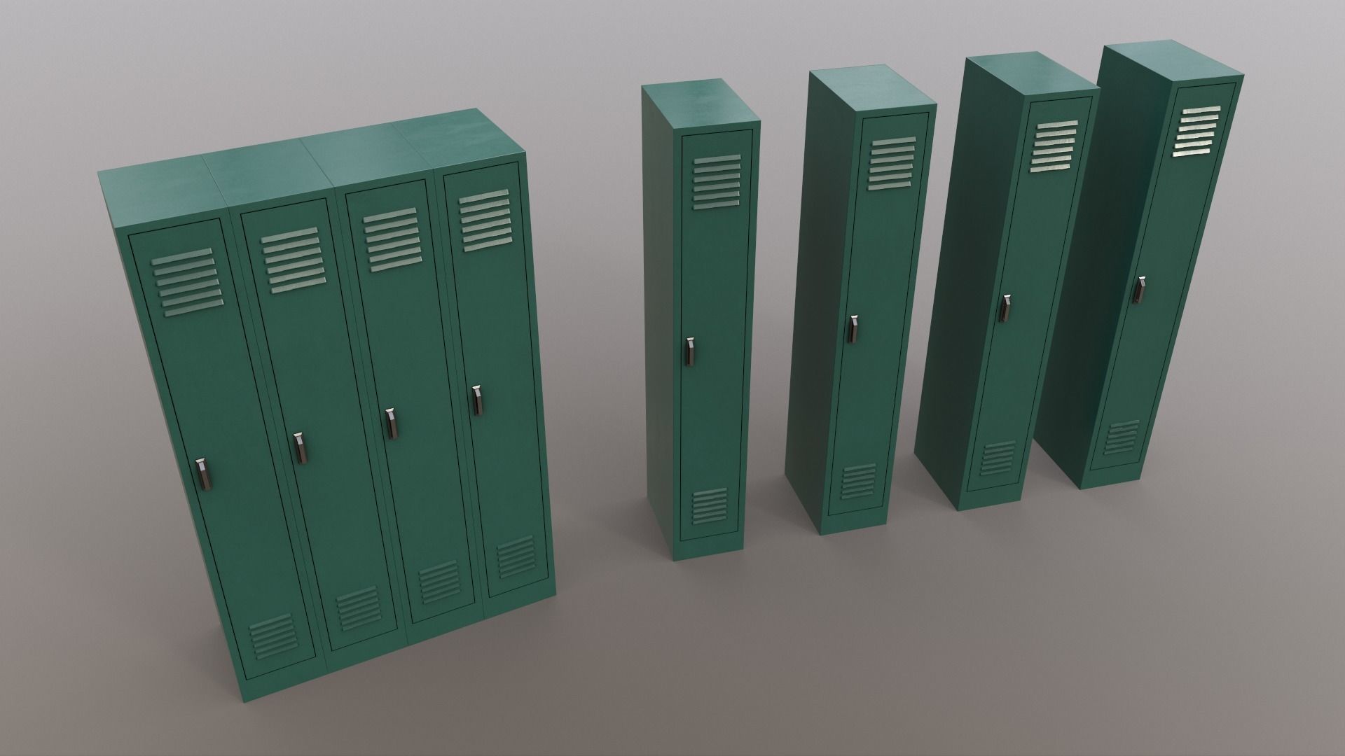 PBR School Gym Locker 02 - Green Dark Low-poly 3D model_14