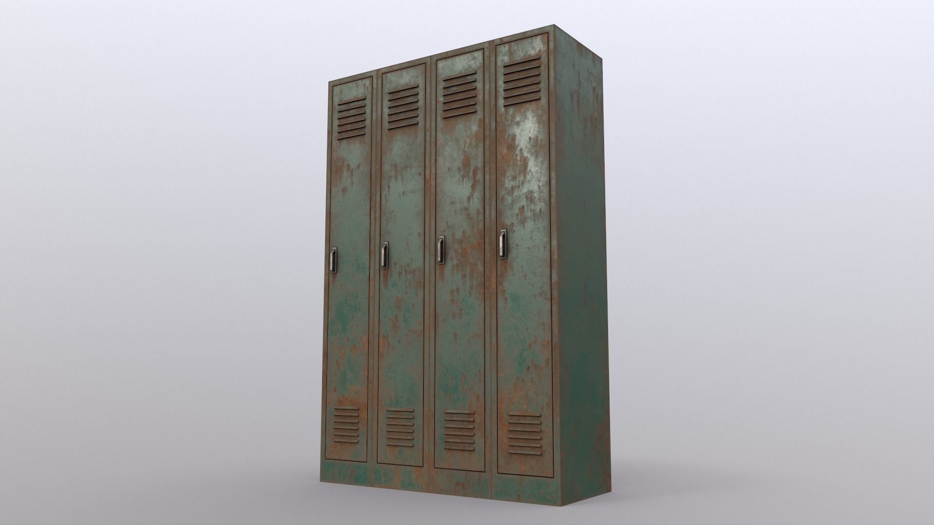 PBR School Gym Locker 02 - Green Dark Low-poly 3D model_13