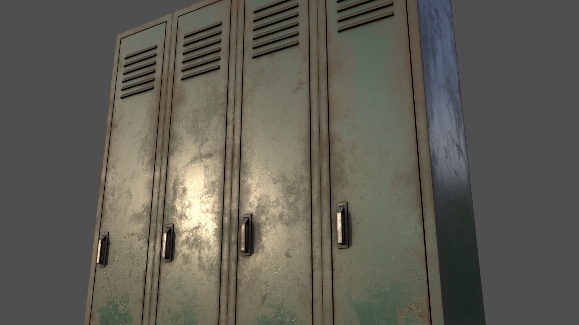 PBR School Gym Locker 02 - Green Dark Low-poly 3D model_22