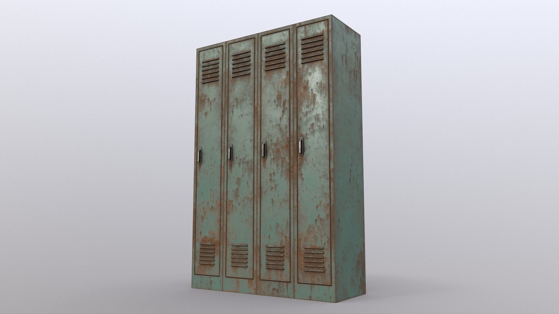PBR School Gym Locker 02 - Green Light Low-poly 3D model_13