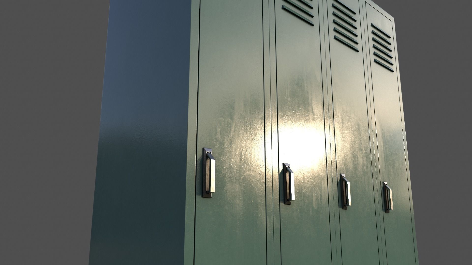 PBR School Gym Locker 02 - Green Light Low-poly 3D model_18