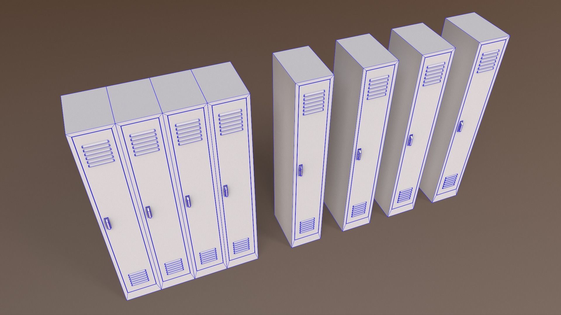 PBR School Gym Locker 02 - Green Light Low-poly 3D model_30
