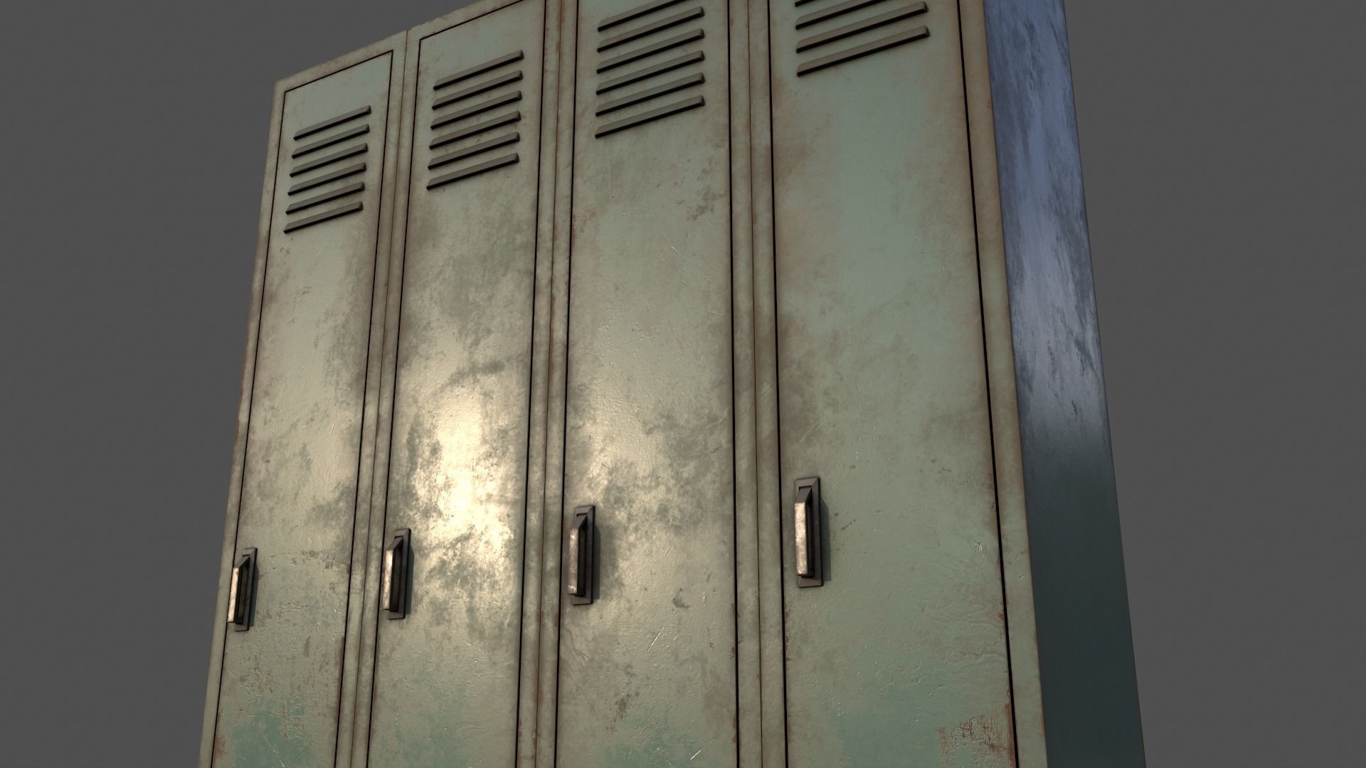 PBR School Gym Locker 02 - Green Light Low-poly 3D model_22
