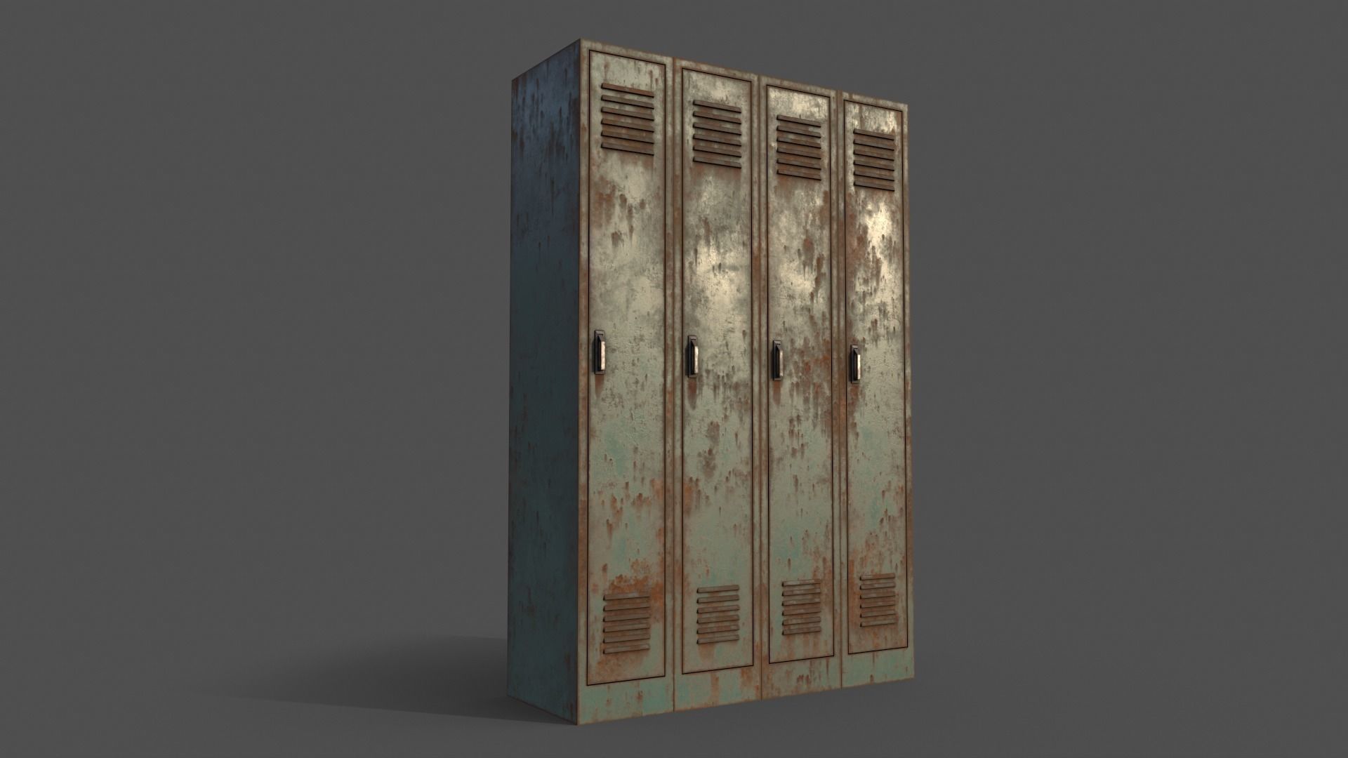 PBR School Gym Locker 02 - Green Light Low-poly 3D model_7