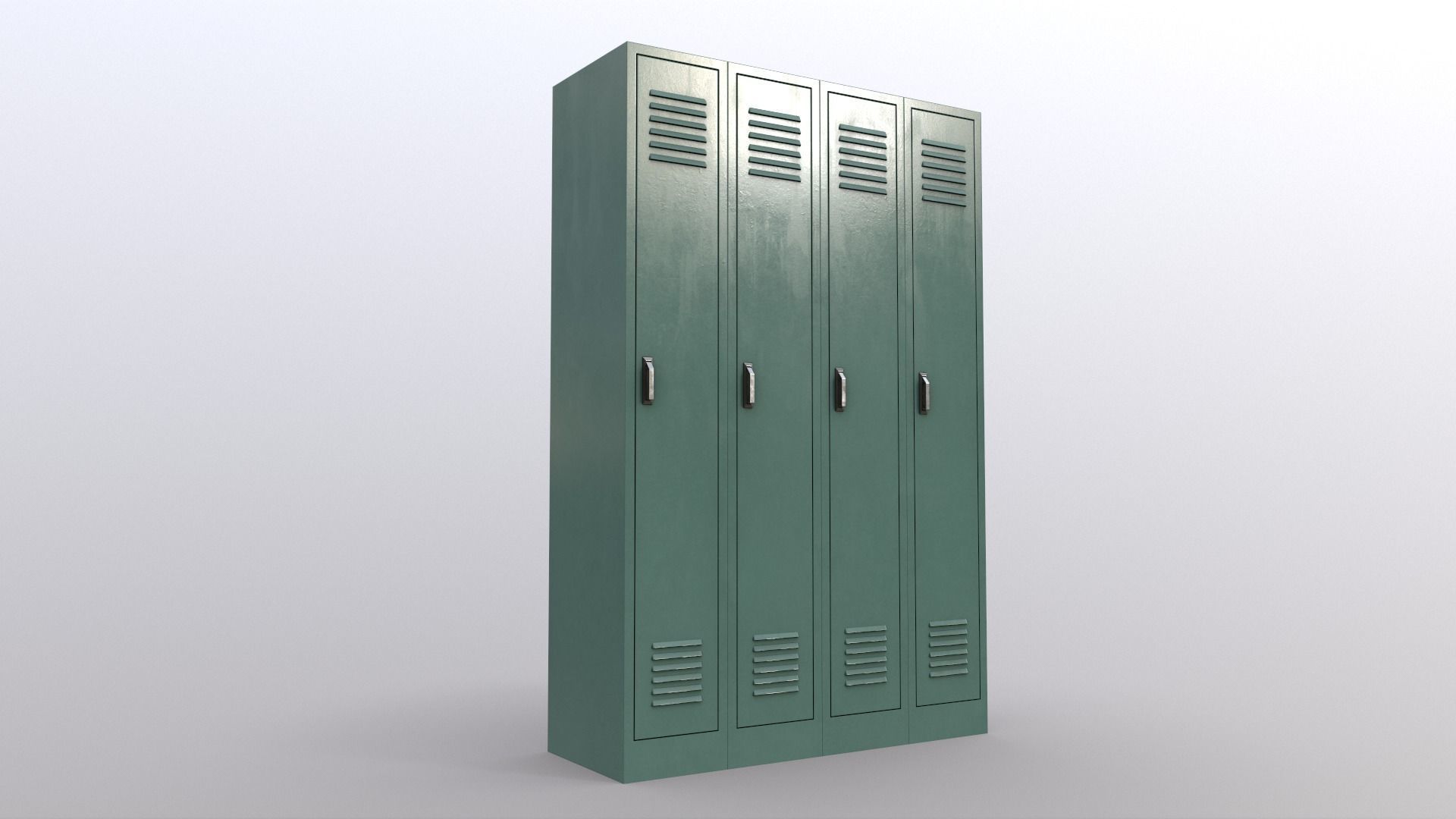 PBR School Gym Locker 02 - Green Light Low-poly 3D model_8